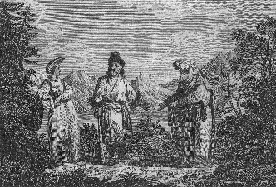 Associate Product RUSSIA. Peasant woman-Fortune-teller c1770 old antique vintage print picture