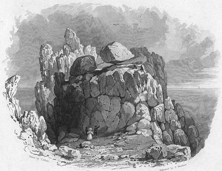 Associate Product CORNWALL. The Logan Rock 1831 old antique vintage print picture
