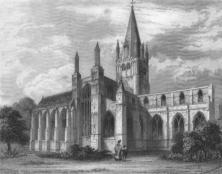 Associate Product OXON. Oxford cathedral NW view 1836 old antique vintage print picture