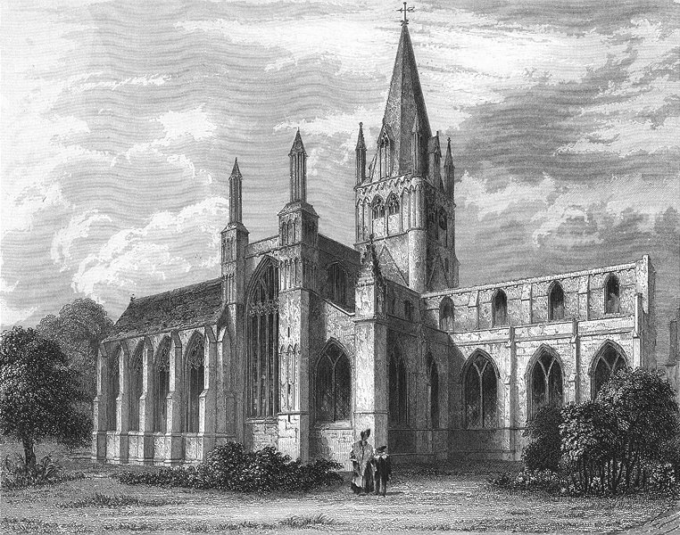 OXON. Oxford cathedral NW view 1836 old antique vintage print picture