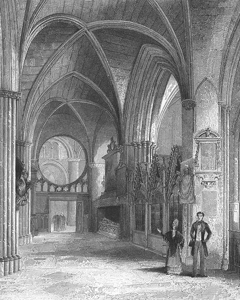 OXON. Oxford cathedral North Aisle of Choir 1860 old antique print picture