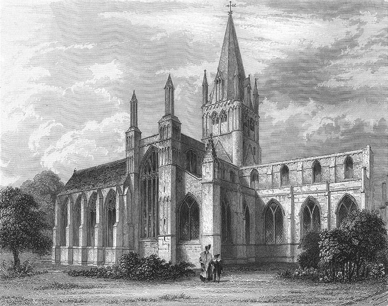 Associate Product OXON. Oxford cathedral NW view 1851 old antique vintage print picture