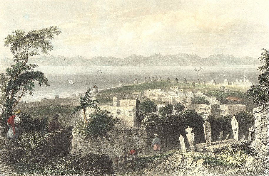 RHODES. Dodanim channel Island Asia Minor. Kitto  1865 old antique print