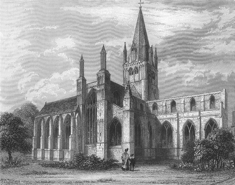 Associate Product OXON. Oxford cathedral NW view 1860 old antique vintage print picture