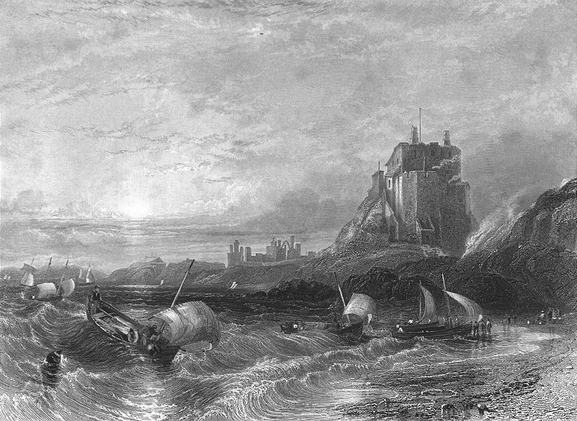 LINDISFARNE. Holy Island Castle, St Cuthberts 1842 old antique print picture