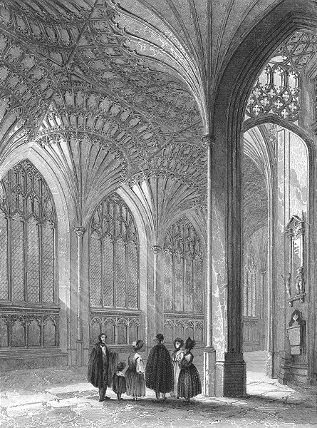 Associate Product CAMBS. Peterborough cathedral lady chapel 1836 old antique print picture