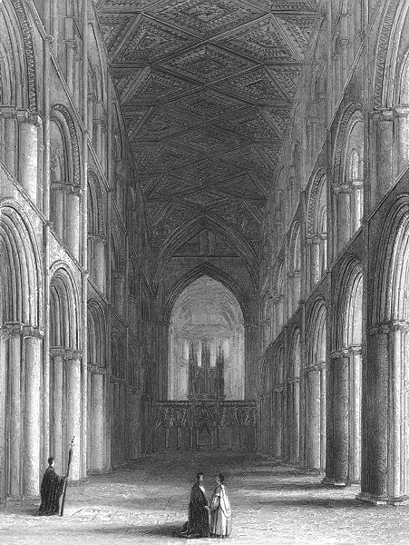 Associate Product CAMBS. Peterborough cathedral nave 1836 old antique vintage print picture