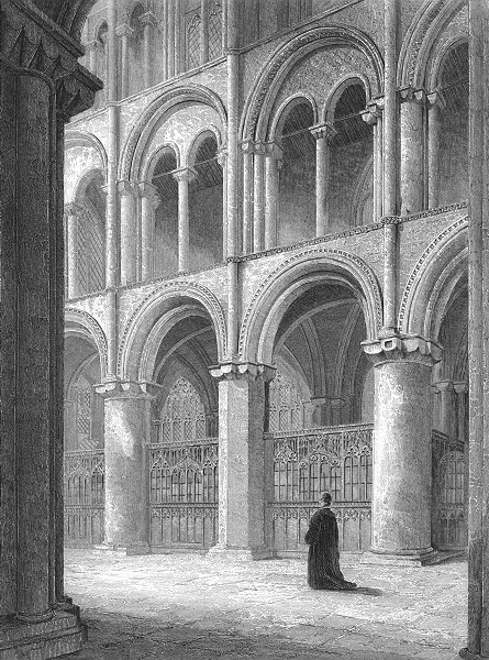 Associate Product CAMBS. Peterborough cathedral view North transept 1836 old antique print