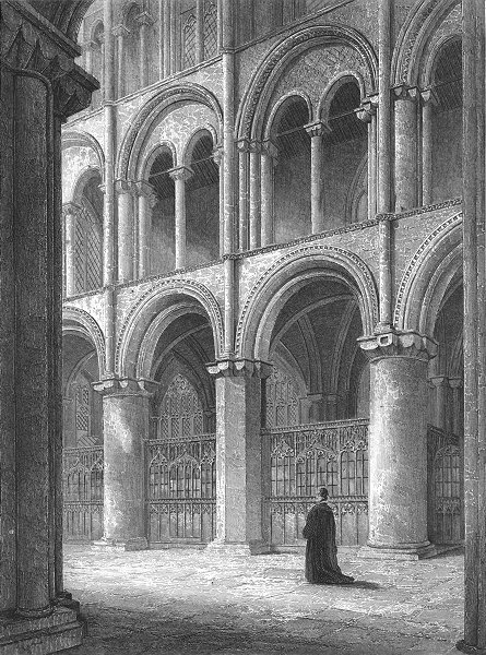 Associate Product CAMBS. Peterborough cathedral view North transept 1836 old antique print