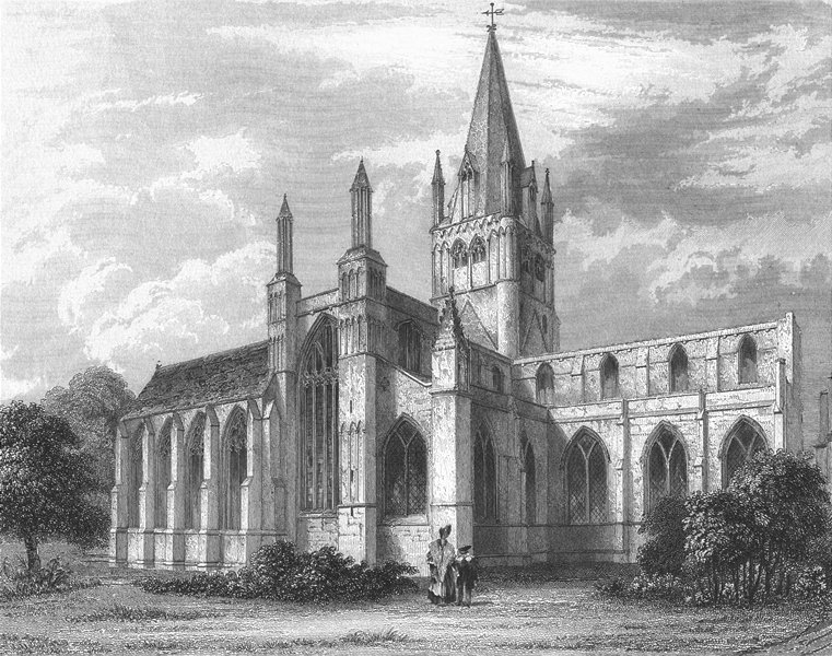 Associate Product OXON. Oxford cathedral NW view 1860 old antique vintage print picture