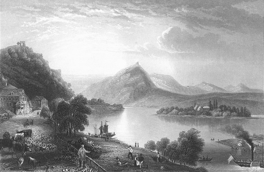 GERMANY. Drachenfels. Payne river Mountains 1847 old antique print picture