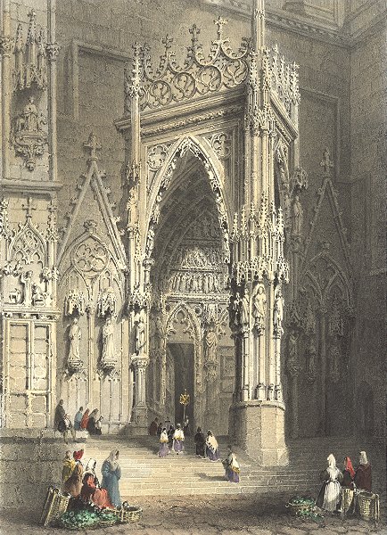 Associate Product GERMANY. Porch cathedral, Ratisbon. parade  1842 old antique print picture