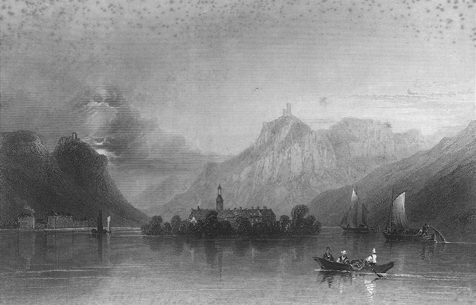 Associate Product NONNENWERTH. Rhine. Wright Nonnenworth Island  1841 old antique print picture