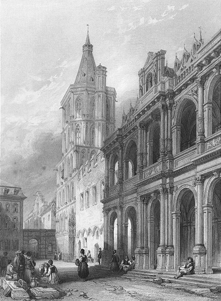 Associate Product GERMANY. Town Hall, Cologne, Rhine. Wright 1841 old antique print picture