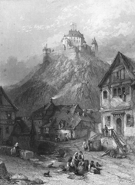 Associate Product GERMANY. Braubach, Rhine. Wright 1841 old antique vintage print picture