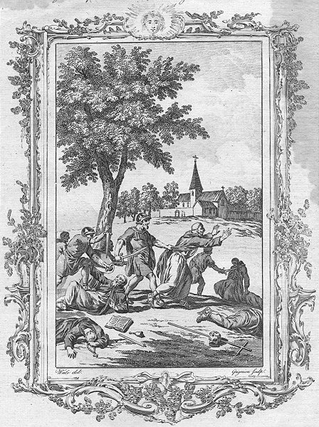 BANGOR. Monks of put to sword, order Ethelfrid c1771 old antique print picture