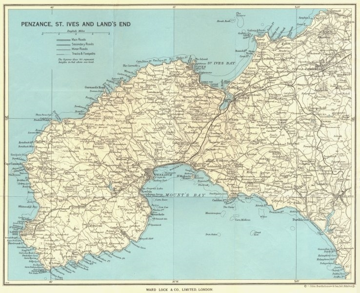 Associate Product PENZANCE, ST. IVES & LAND'S END. Camborne Hayle Cornwall. WARD LOCK 1963 map