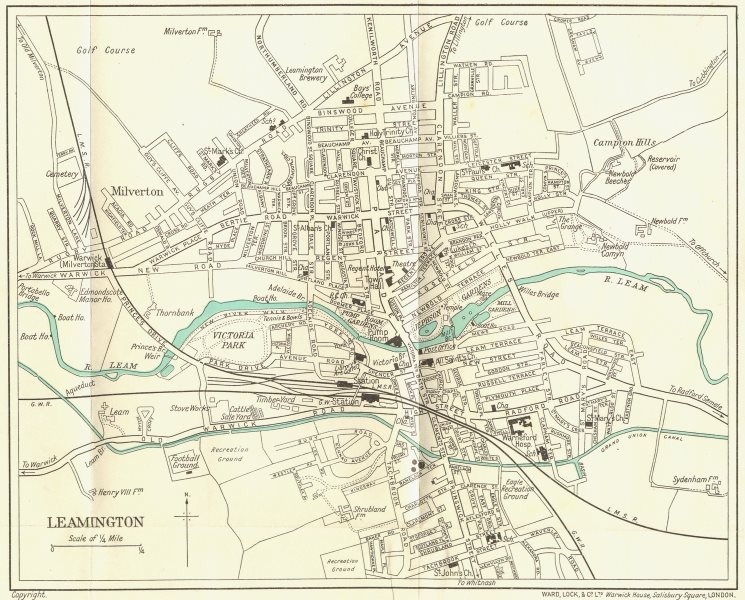 Associate Product LEAMINGTON vintage town/city plan. Warwickshire. WARD LOCK 1940 old map