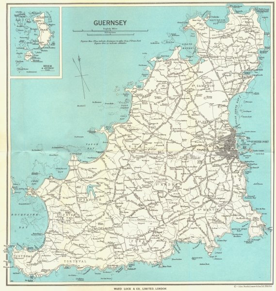Associate Product GUERNSEY inset Herm & Jethou. St Peter Port. Channel Islands. WARD LOCK 1964 map