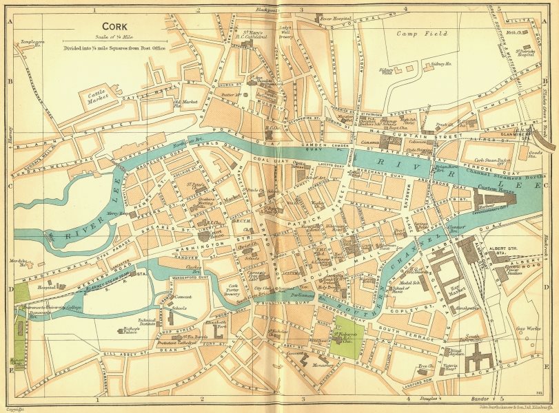 IRELAND. Cork 1932 old vintage map plan chart