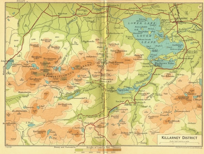 Associate Product IRELAND. Killarney District 1932 old vintage map plan chart