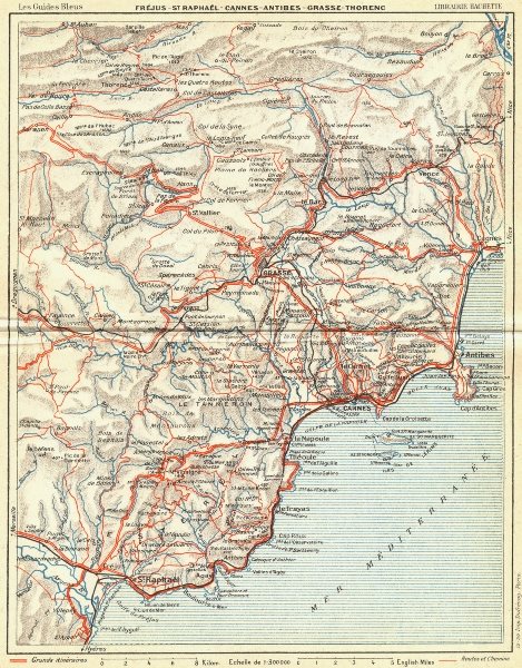 Associate Product COTE D'AZUR. St Raphael-Cannes-Antibes-Grasse 1926 old vintage map plan chart