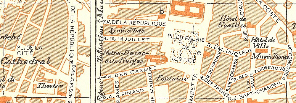 1926 Saintes France Antique Map