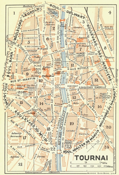BELGIUM. Tournai 1929 old vintage map plan chart