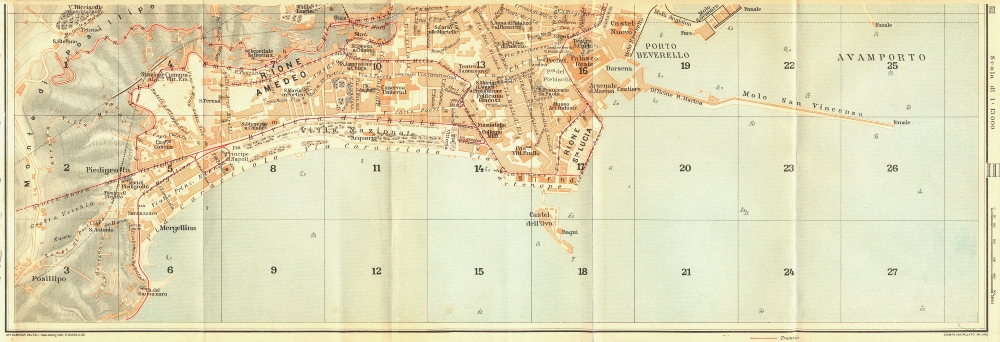 ITALY. Napoli section III of III 1925 old vintage map plan chart