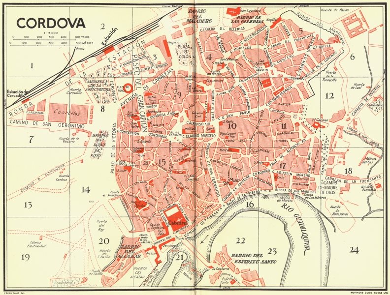 SPAIN. Cordoba Cordova 1929 old vintage map plan chart
