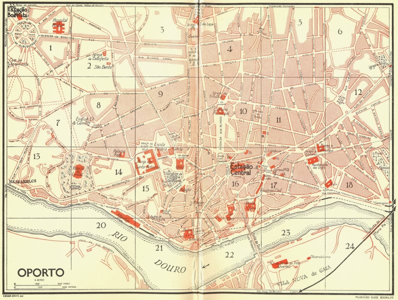 PORTUGAL. Oporto 1929 old vintage map plan chart