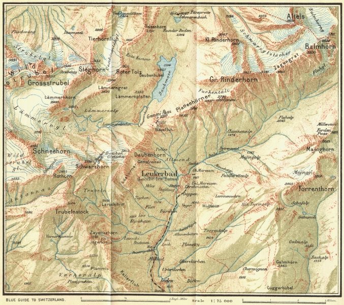 Associate Product SWITZERLAND. Environs of Leukerbad 1923 old vintage map plan chart