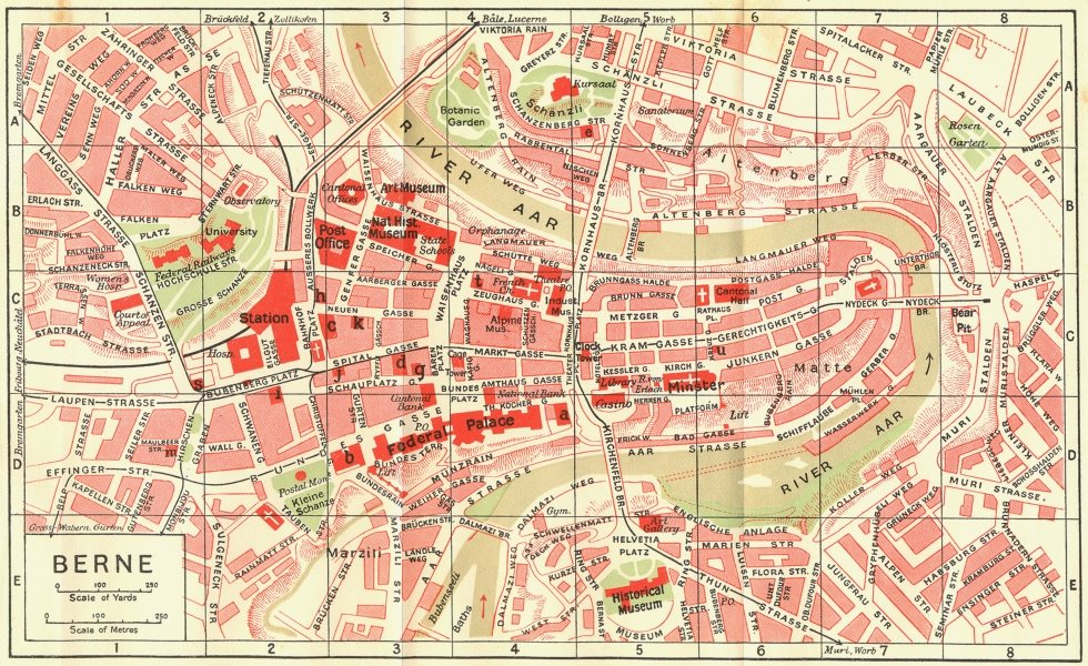 Associate Product SWITZERLAND. Berne 1923 old vintage map plan chart