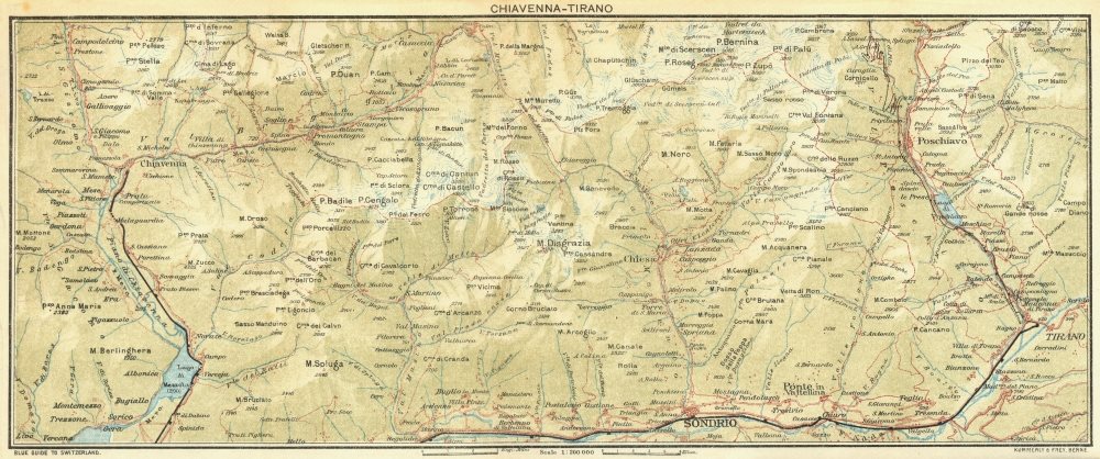 Associate Product ITALY. Chiavenna-Tirano 1923 old vintage map plan chart