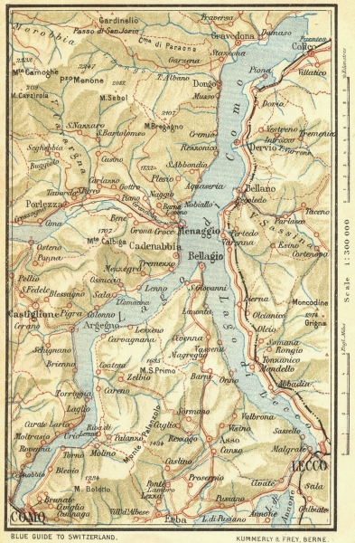 ITALY. Lake of Como 1923 old vintage map plan chart