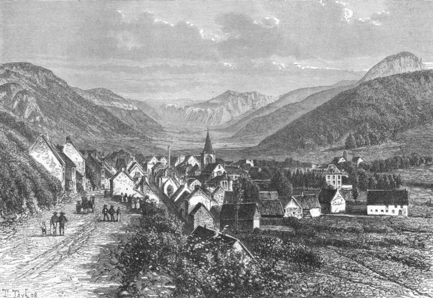 Associate Product PUY-DE-DÔME. Valley of Mont Dore-Bains c1885 old antique vintage print picture