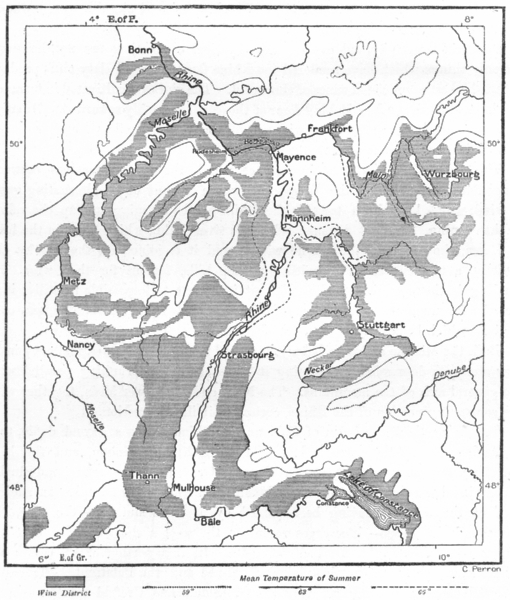 GERMANY. Vineyards Rhine Putzger, sketch map c1885 old antique plan chart