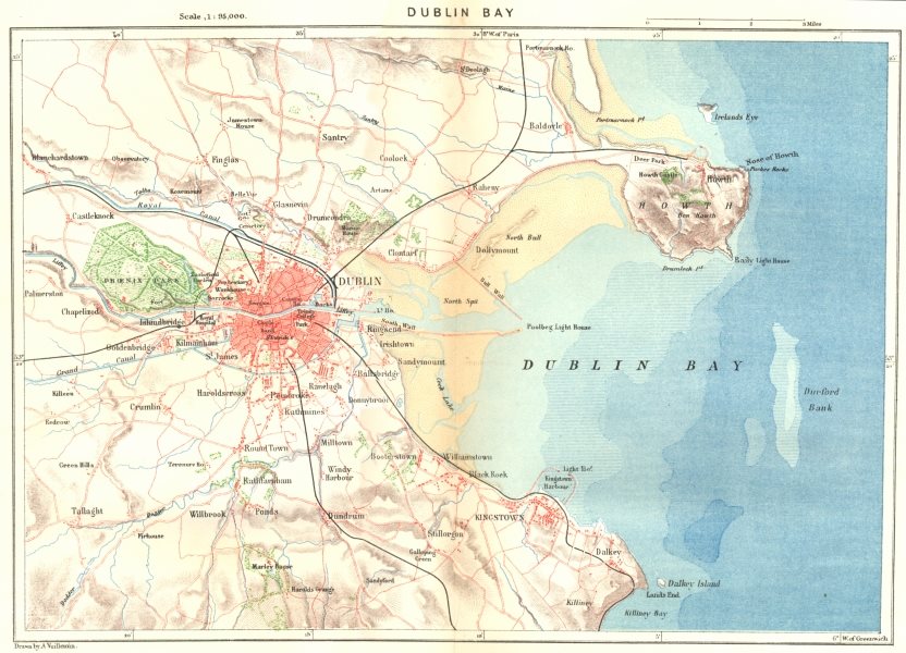 Associate Product IRELAND. Dublin Bay c1885 old antique vintage map plan chart