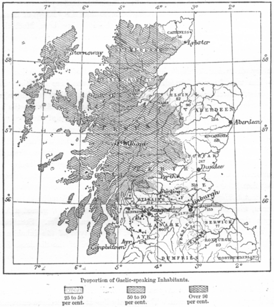 Associate Product SCOTLAND. Linguistic to E Ravenstein, sketch map c1885 old antique chart