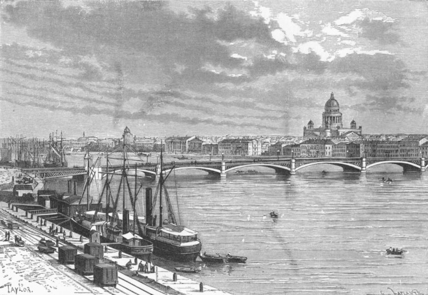 Associate Product RUSSIA. Neva at St Petersburg c1885 old antique vintage print picture