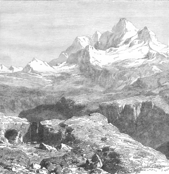ASIA. Mount Everest c1885 old antique vintage print picture