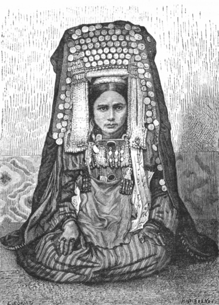 Associate Product ASIA. Turkoman Female Head-dress c1885 old antique vintage print picture