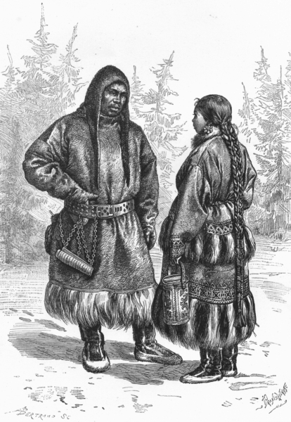 RUSSIA. Ostyak types & costumes c1885 old antique vintage print picture