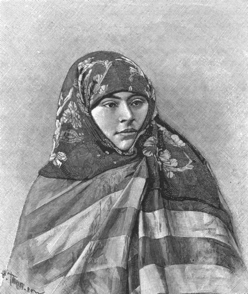 TURKEY. Turkish Woman of Brussa c1885 old antique vintage print picture