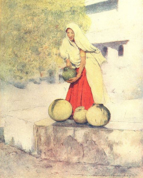 Associate Product INDIA. A Woman at well, Jaipur 1905 old antique vintage print picture