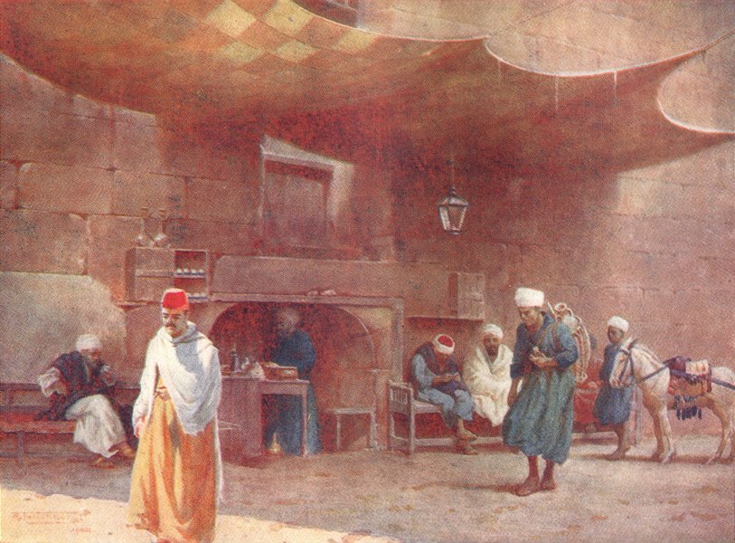 Associate Product EGYPT. An Arab Café, Cairo 1912 old antique vintage print picture