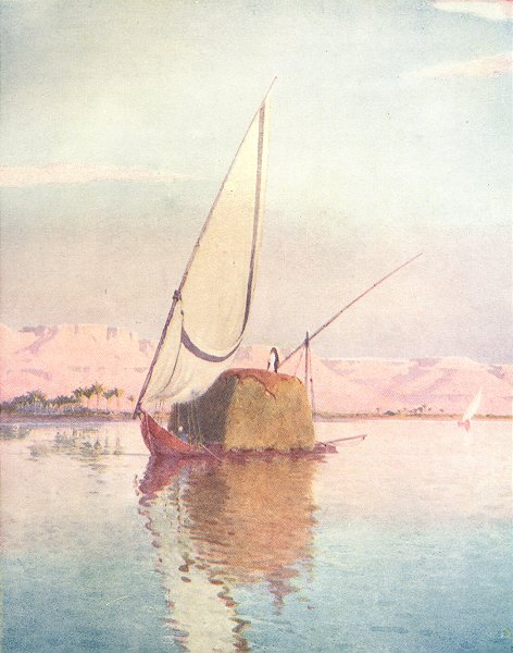 Associate Product EGYPT. A Tibbin boat on the Nile 1912 old antique vintage print picture
