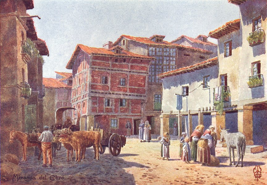 Associate Product SPAIN. Miranda Del Ebro. A corner, town 1906 old antique vintage print picture