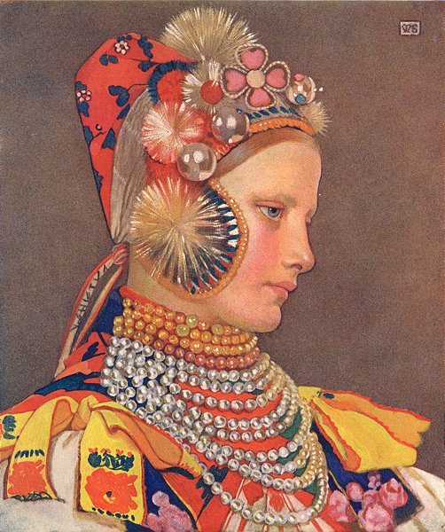 SLOVAKIA. Slovak girl in Attire 1909 old antique vintage print picture