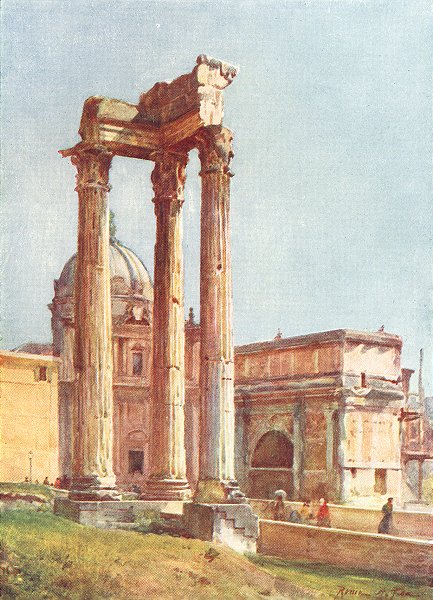 Associate Product ROME. Temple of Vespasian Portico Dii Consentes 1905 old antique print picture